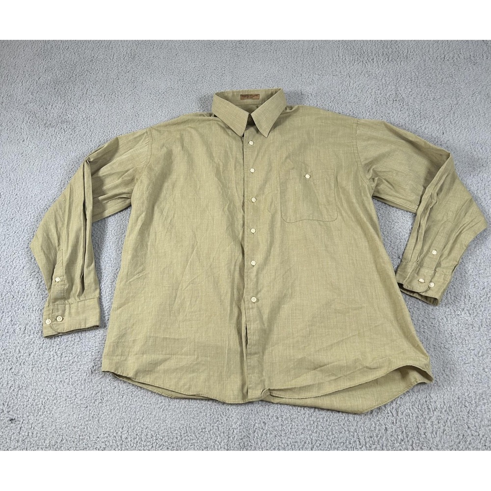 J.RIGGINGS Shirt Mens 17 34/35 Green Long Sleeve Dress Button Up Point Collar